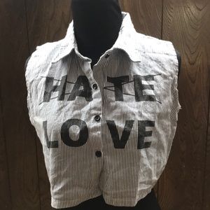 Fabric Women  Blue/White Cropped Top  OS